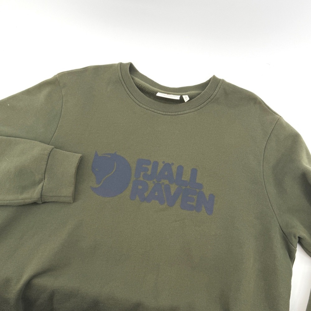 Fjallraven Logo Sweater Mens Large Olive Green Crewneck Sweatshirt 84142
